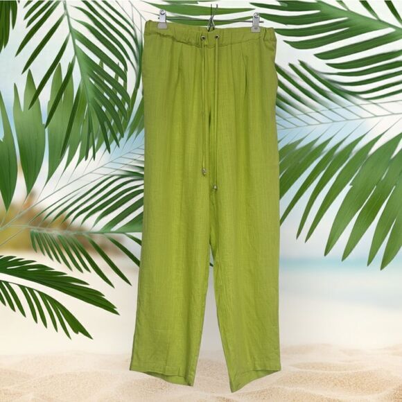 Ashley Stewart neon Green draw string elastic waist pull-on pants , size 12 - Picture 9 of 9